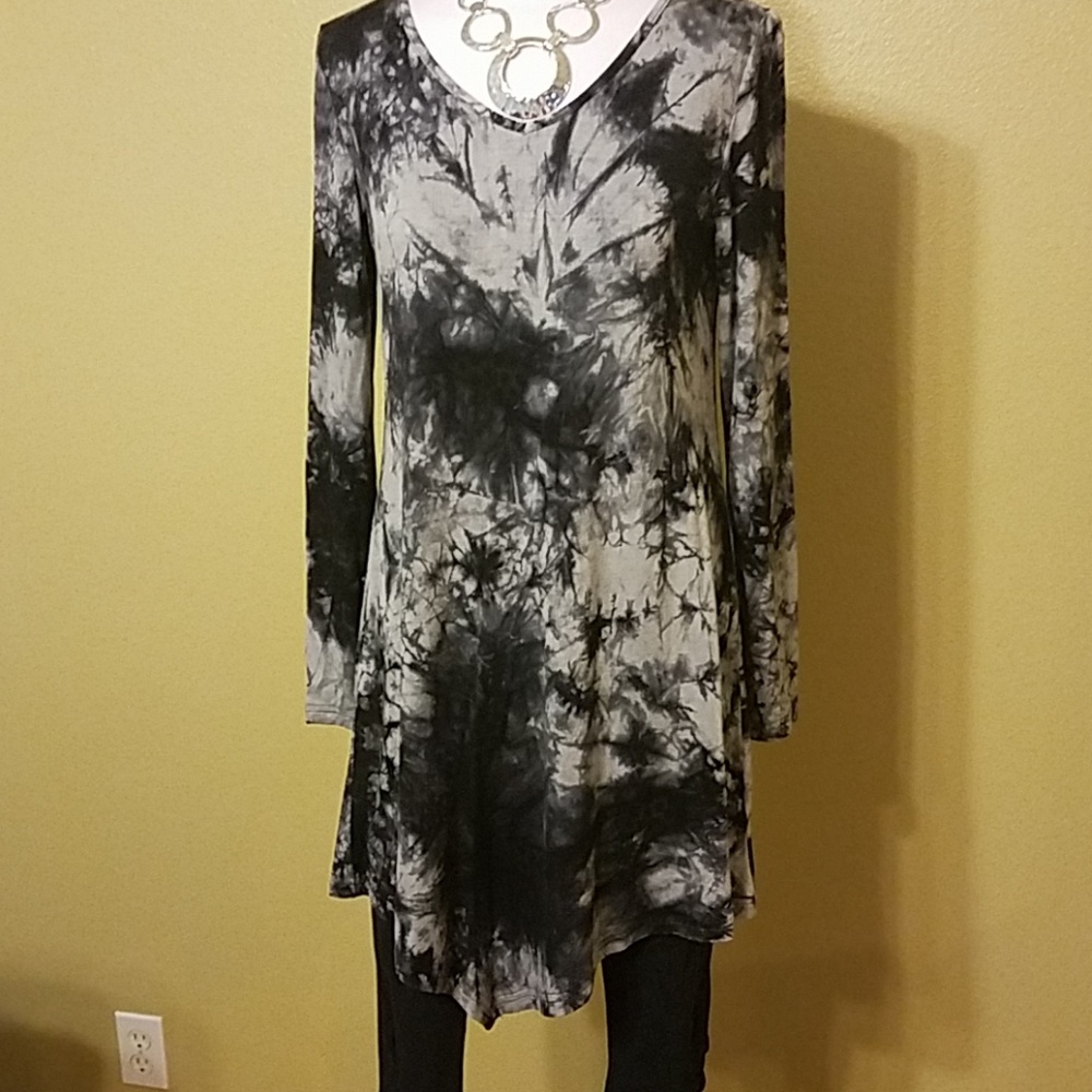 DJT long shirt black gray tiedye